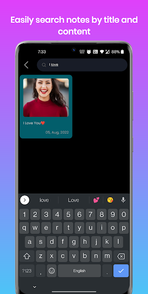 Searching notes by title and content in Color Notes